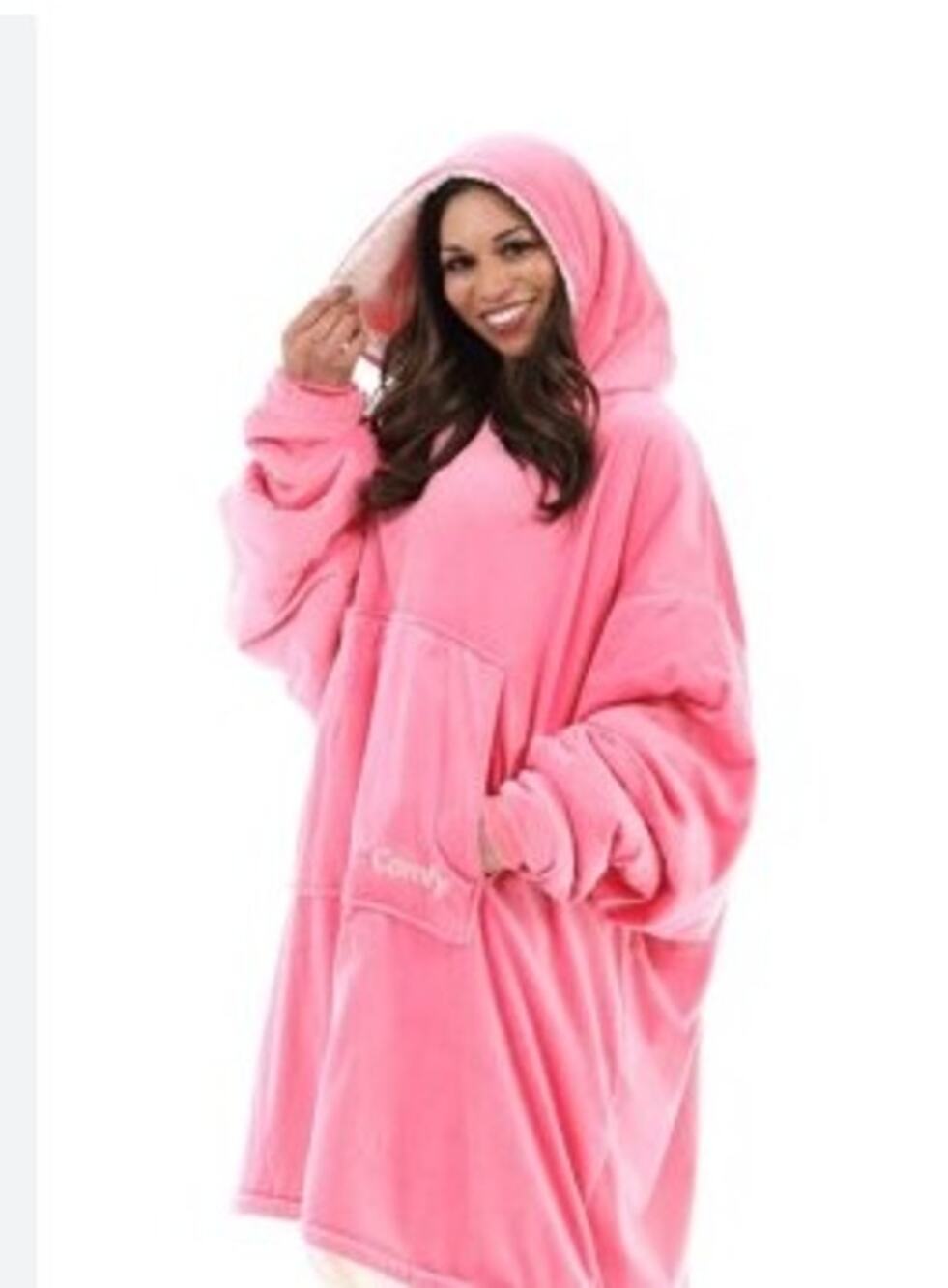 The Comfy Pink Internal Sherpa Hoodie w/ Minnie Mouse Rubber Pendant - One Size